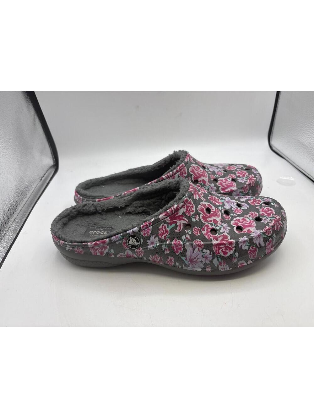 Crocs Freesail Floral Lined Clog Women's Size 11 Slate Gray